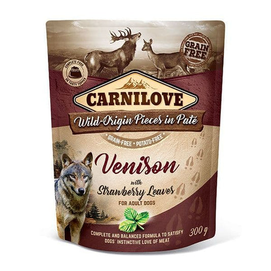 Carnilove Dog Wet Food Pouch | Venison With Stawberry Leaves 300g